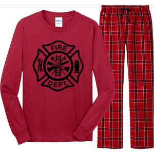 Fire Dept Emblem Badge Firefighter Logo Long Sleeve Pajama Set