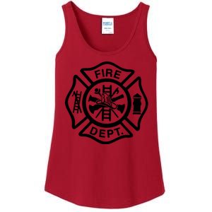 Fire Dept Emblem Badge Firefighter Logo Ladies Essential Tank