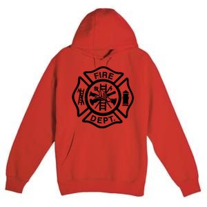 Fire Dept Emblem Badge Firefighter Logo Premium Pullover Hoodie