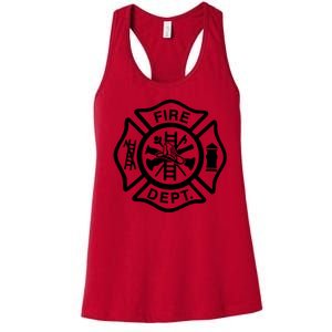 Fire Dept Emblem Badge Firefighter Logo Women's Racerback Tank