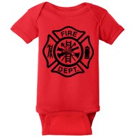 Fire Dept Emblem Badge Firefighter Logo Baby Bodysuit