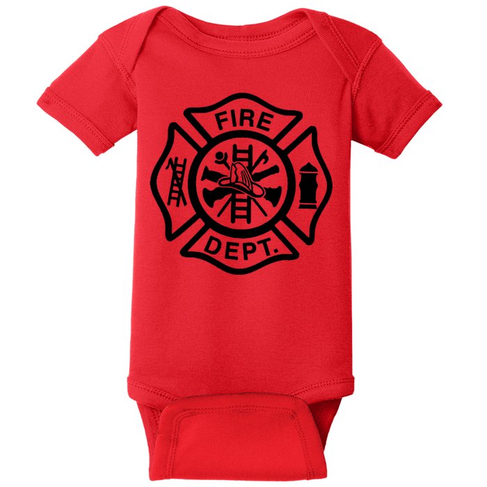 Fire Dept Emblem Badge Firefighter Logo Baby Bodysuit