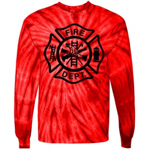 Fire Dept Emblem Badge Firefighter Logo Tie-Dye Long Sleeve Shirt