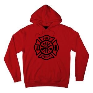 Fire Dept Emblem Badge Firefighter Logo Tall Hoodie