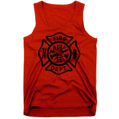 Fire Dept Emblem Badge Firefighter Logo Tank Top