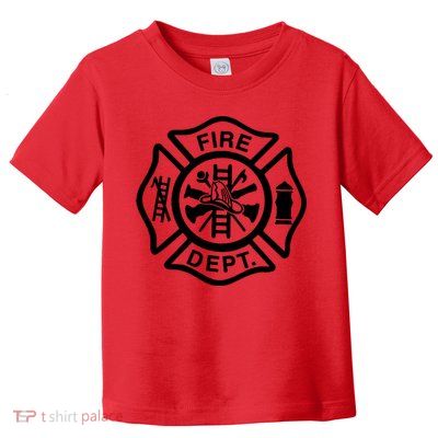 Fire Dept Emblem Badge Firefighter Logo Toddler T-Shirt