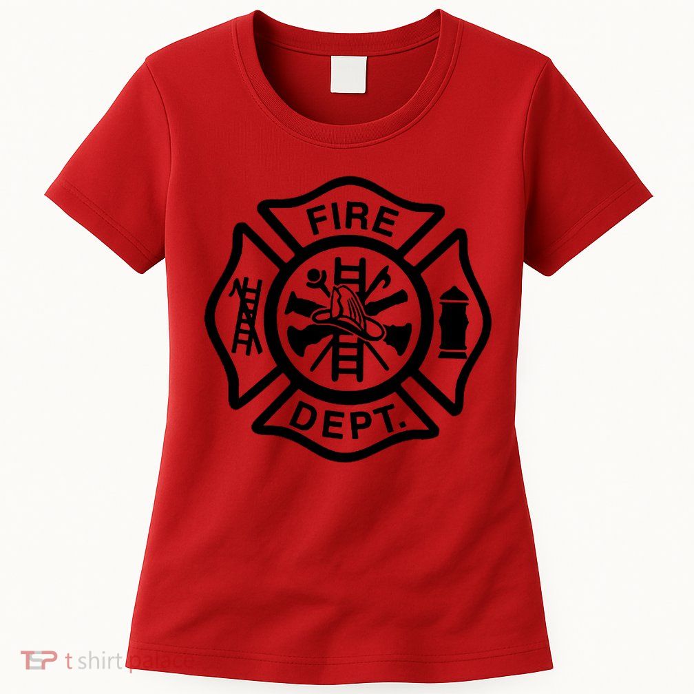 Fire Dept Emblem Badge Firefighter Logo Womens T-Shirt