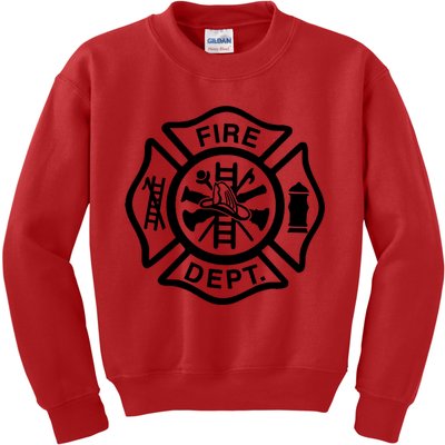 Fire Dept Emblem Badge Firefighter Logo Kids Sweatshirt