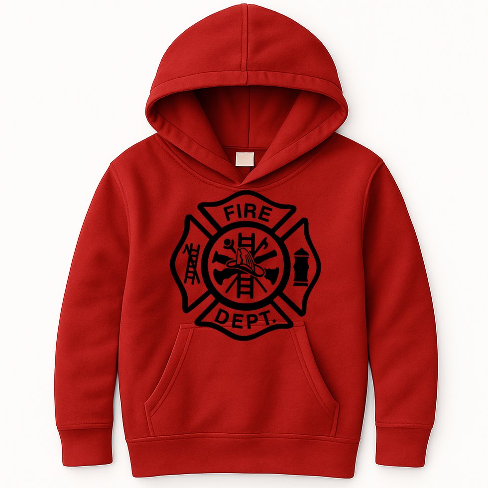 Fire Dept Emblem Badge Firefighter Logo Kids Hoodie