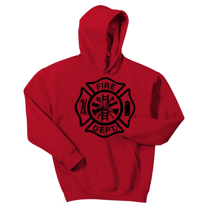 Fire Dept Emblem Badge Firefighter Logo Kids Hoodie