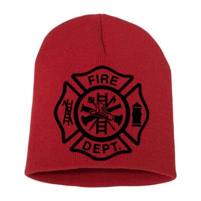 Fire Dept Emblem Badge Firefighter Logo Short Acrylic Beanie