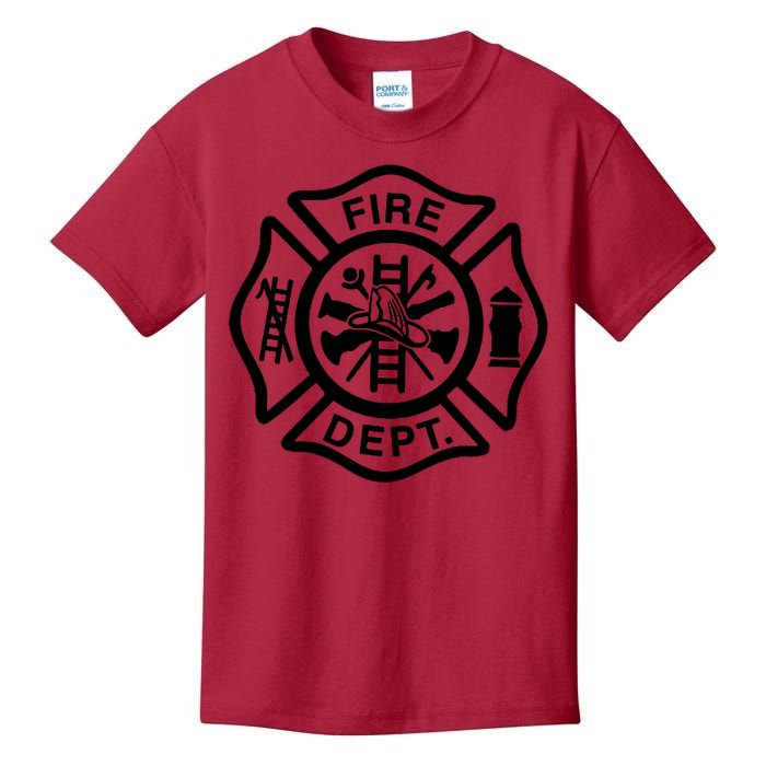 Fire Dept Emblem Badge Firefighter Logo Kids T-Shirt