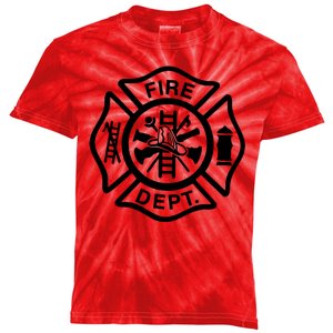 Fire Dept Emblem Badge Firefighter Logo Kids Tie-Dye T-Shirt