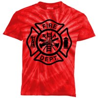 Fire Dept Emblem Badge Firefighter Logo Kids Tie-Dye T-Shirt