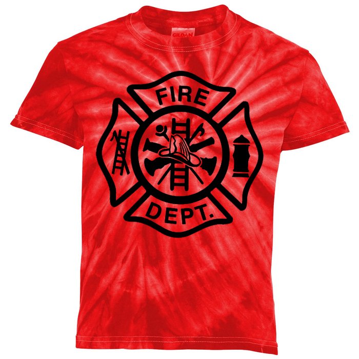 Fire Dept Emblem Badge Firefighter Logo Kids Tie-Dye T-Shirt