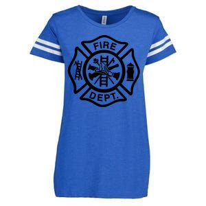 Fire Dept Emblem Badge Firefighter Logo Enza Ladies Jersey Football T-Shirt