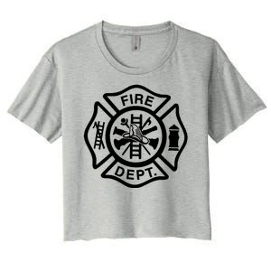 Fire Dept Emblem Badge Firefighter Logo Women's Crop Top Tee