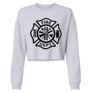 Fire Dept Emblem Badge Firefighter Logo Cropped Pullover Crew