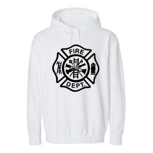 Fire Dept Emblem Badge Firefighter Logo Garment-Dyed Fleece Hoodie