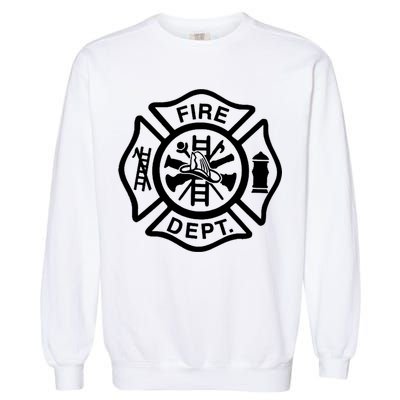 Fire Dept Emblem Badge Firefighter Logo Garment-Dyed Sweatshirt