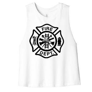 Fire Dept Emblem Badge Firefighter Logo Women's Racerback Cropped Tank