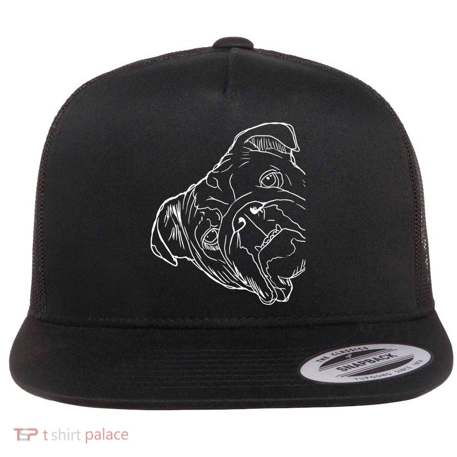 Funny Dog English Bulldog Flat Bill Trucker Hat