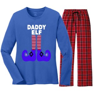 Funny Daddy Elf Christmas For Father Pop Dad From Cool Gift Women's Long Sleeve Flannel Pajama Set 