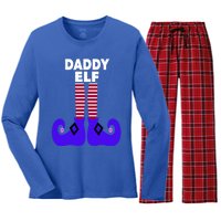 Funny Daddy Elf Christmas For Father Pop Dad From Cool Gift Women's Long Sleeve Flannel Pajama Set 