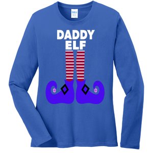 Funny Daddy Elf Christmas For Father Pop Dad From Cool Gift Ladies Long Sleeve Shirt