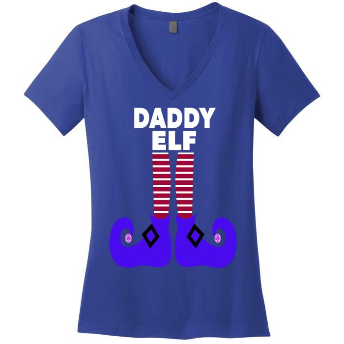 Funny Daddy Elf Christmas For Father Pop Dad From Cool Gift Women's V-Neck T-Shirt