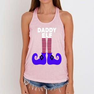 Funny Daddy Elf Christmas For Father Pop Dad From Cool Gift Women's Knotted Racerback Tank