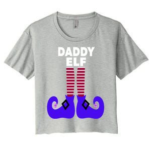 Funny Daddy Elf Christmas For Father Pop Dad From Cool Gift Women's Crop Top Tee