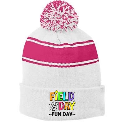 Field Day Fun Day Last Day Of School Teacher Student Stripe Pom Pom Beanie