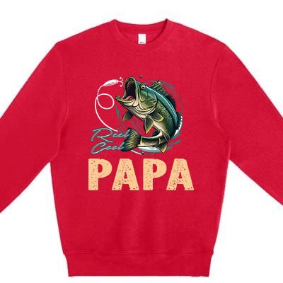 Fathers Day Funny Fisherman Reel Cool Papa Fishing Lover Premium Crewneck Sweatshirt