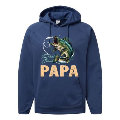 Fathers Day Funny Fisherman Reel Cool Papa Fishing Lover Performance Fleece Hoodie