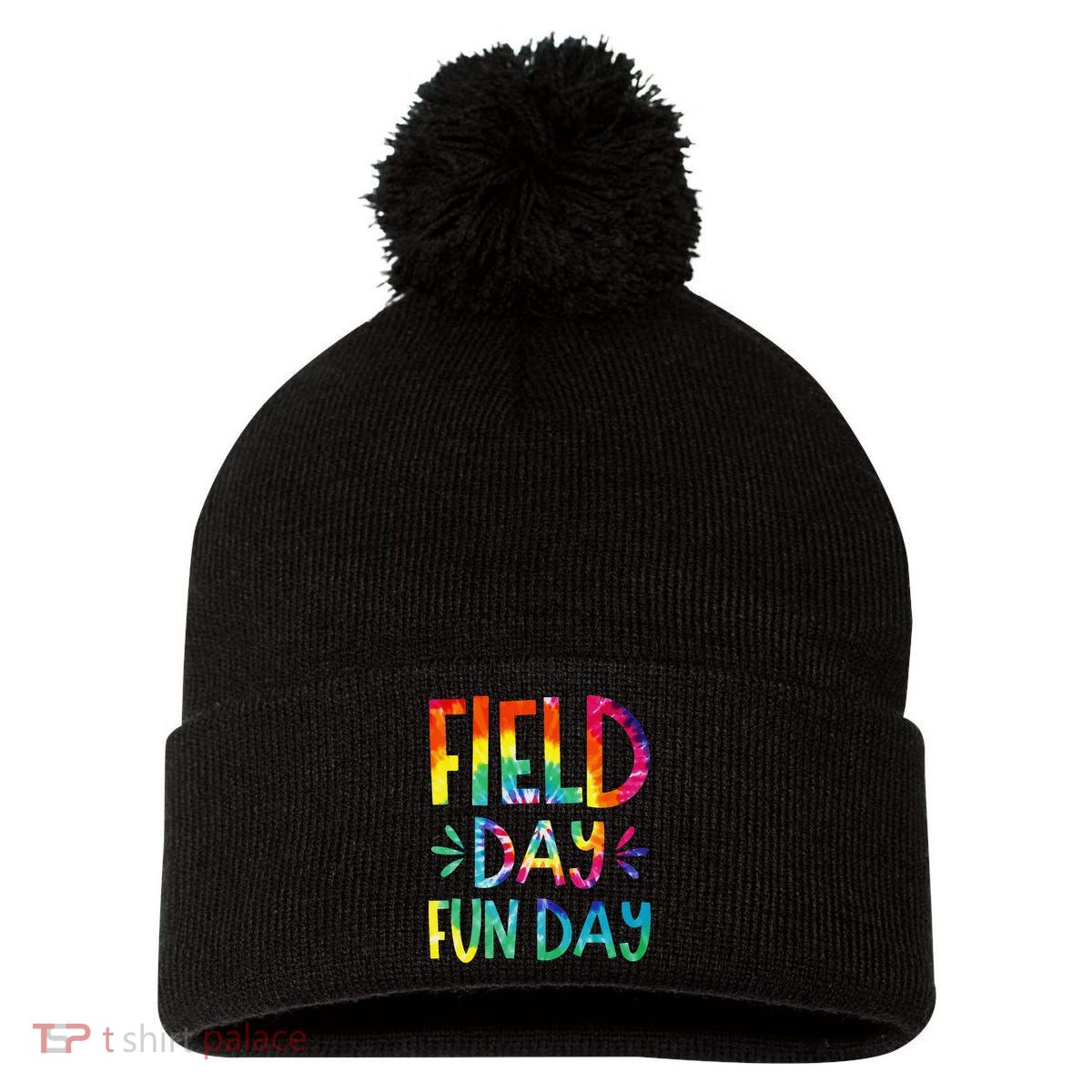 Field Day Fun Day Last Day Of School Teacher Student Pom Pom 12in Knit Beanie