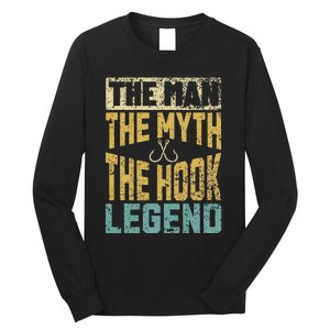 Funny Dad Fishing Man Myth Hook Legend Fisherman Fathers Day Long Sleeve Shirt