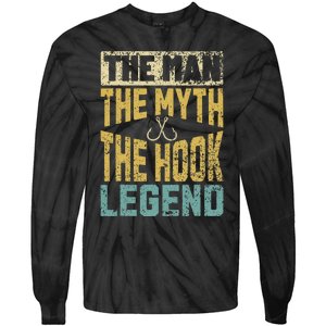 Funny Dad Fishing Man Myth Hook Legend Fisherman Fathers Day Tie-Dye Long Sleeve Shirt