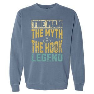 Funny Dad Fishing Man Myth Hook Legend Fisherman Fathers Day Garment-Dyed Sweatshirt