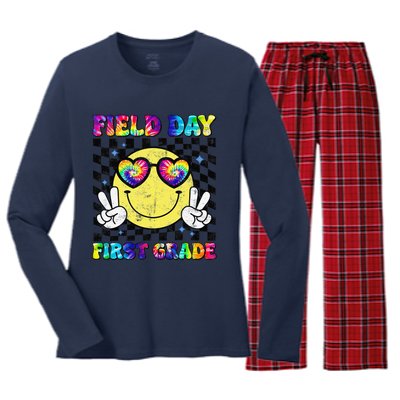 Field Day First Grade Student Teacher Last Day Of School Women's Long Sleeve Flannel Pajama Set 