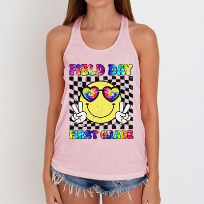 Field Day First Grade Student Teacher Last Day Of School Women's Knotted Racerback Tank