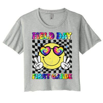 Field Day First Grade Student Teacher Last Day Of School Women's Crop Top Tee