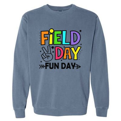 Field Day Fun Day Funny For Teacher Field Day 2024 Garment-Dyed Sweatshirt