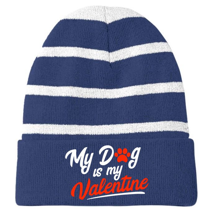 For Dog Fur Mom Dog Dad Lover Owner Cute Striped Beanie with Solid Band