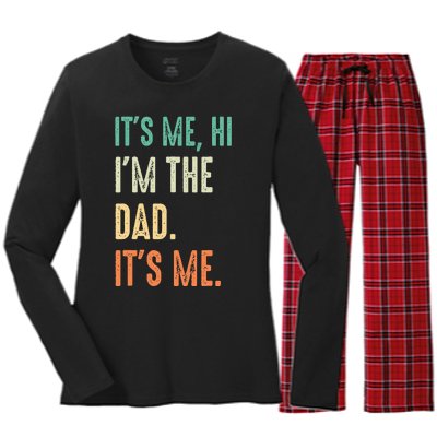 Fathers Day Funny Its Me Hi Im The Dad Its Me Women's Long Sleeve Flannel Pajama Set 