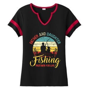 Father Daughter Fishing Partner For Life Retro Matching Dad Ladies Halftime Notch Neck Tee