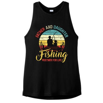 Father Daughter Fishing Partner For Life Retro Matching Dad Ladies PosiCharge Tri-Blend Wicking Tank