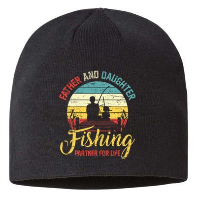 Father Daughter Fishing Partner For Life Retro Matching Dad Sustainable Beanie