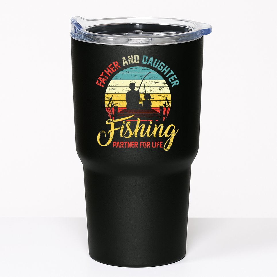 Father Daughter Fishing Partner For Life Retro Matching Dad Tumbler