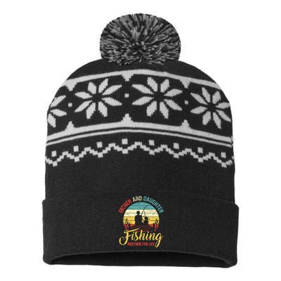 Father Daughter Fishing Partner For Life Retro Matching Dad USA-Made Snowflake Beanie